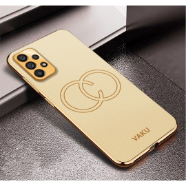 Vaku ® Samsung Galaxy A32 4G Skylar Leather Pattern Gold Electroplated Soft TPU Back Cover