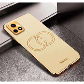 Vaku ® Vivo Y72 5G Skylar Leather Pattern Gold Electroplated Soft TPU Back Cover