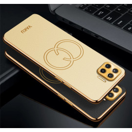 Vaku ® Oppo F17 Pro Skylar Leather Pattern Gold Electroplated Soft TPU Back Cover