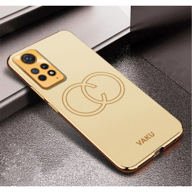Vaku ® Xiaomi Redmi Note 11 Pro Plus 5G Skylar Leather Pattern Gold Electroplated Soft TPU Back Cover
