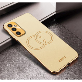 Vaku ® Samsung Galaxy M52 5G Skylar Leather Pattern Gold Electroplated Soft TPU Back Cover