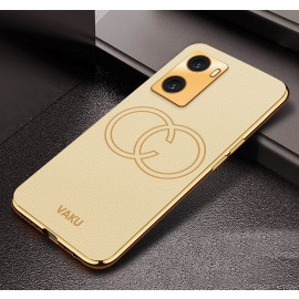 Vaku ® Oppo A77s Skylar Leather Pattern Gold Electroplated Soft TPU Back Cover