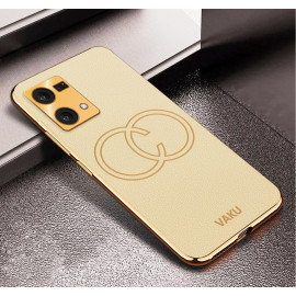 Vaku ® Oppo F21 Pro Skylar Leather Pattern Gold Electroplated Soft TPU Back Cover