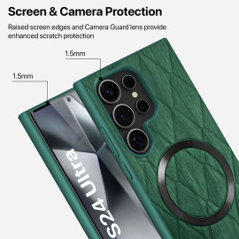 Vaku ® Samsung Galaxy S24 Ultra Diamond Plume Pattern Magnetic Magsafe Matte Soft-Touch Texture Back Cover