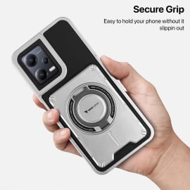 Vaku Luxos ® Xiaomi Redmi Note 12 Pro Axion Armor Military Grade Protective Case with Magnetic Ring Holder Kickstand Back Cover