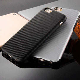Vaku ® Apple iPhone 6 / 6S Carbon Fiber Finish Gel Grip Cover + Heat Air Holes Defender Case Back Cover