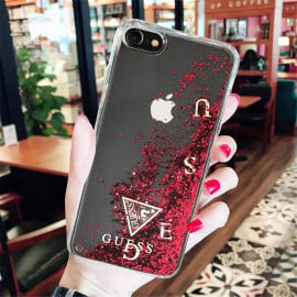 GUESS ® iPhone 8 Timeless Non-Toxic Liquid glitter Case With moving GUESS logo Back Case