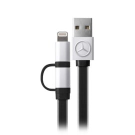 Mercedes Benz ® 2 in 1 Black Charging Cable MFI Certified Lightning and USB cable