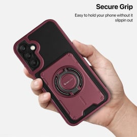 Vaku Luxos ® Samsung Galaxy A25 5G Axion Armor Military Grade Protective Case with Magnetic Ring Holder Kickstand Back Cover