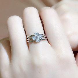 VAKU ® Sterling Silver Princess American Diamond 3-Ring Set