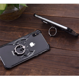 VAKU ® Apple iPhone X / XS Batman Black Aluminum Metal Back cover with 360 rotating Ring Holder