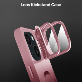 Vaku ® Apple iPhone 15 Rime Frosted Magnetic Magpro Translucent Camera Protector Case with Built-in Stash Stand Back Cover