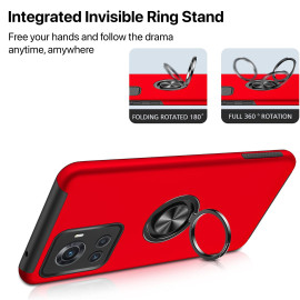 Vaku ® OnePlus 10R ArmorPro Military Grade Protective Metal Ring Kickstand Phone Case Cover