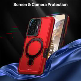 Vaku ® Xiaomi 11T Pro 5G Astor Military Grade Armor Protective Case with Ring Bracket Kickstand Back cover