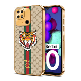 Vaku ® Xiaomi Redmi 10 4G Lynx Leather Stitched Gold Electroplated Soft TPU Back Cover Case