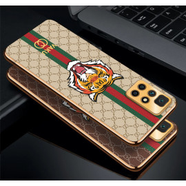 Vaku ® Xiaomi Redmi 10 Prime Lynx Designer Leather Pattern Gold Electroplated Soft TPU Back Cover Case
