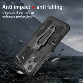 Vaku ® Xiaomi Redmi Note 12 5G Vanguard Military Grade Armor Case with Metal Belt Clip Kickstand Back Cover