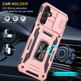 Vaku ® Samsung Galaxy A34 5G Aegis Armor Slide Camera Protection Magnetic Ring Holder Kickstand Back Cover