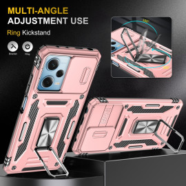 Vaku ® Xiaomi Redmi Note 12 5G Aegis Armor Slide Camera Protection Magnetic Ring Holder Kickstand Back Cover