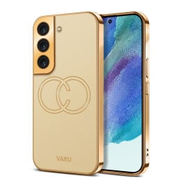 Vaku ® Samsung Galaxy S21 FE Skylar Leather Pattern Gold Electroplated Soft TPU Back Cover