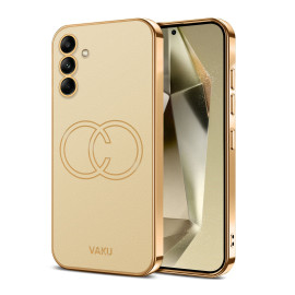 Vaku ® Samsung Galaxy S24 Skylar Leather Pattern Gold Electroplated Soft TPU Back Cover
