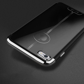 Shengo ® Apple iPhone 6 / 6S Piano Black Liner Series 2K Electroplated Finish Logo Display TPU Back Cover-Black + Silver