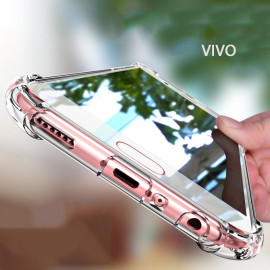 Vaku ® Vivo Y55L / Y55S PureView Series Anti-Drop 4-Corner 360° Protection Full Transparent TPU Back Cover Transparent