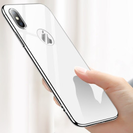 Vaku ® Apple iPhone X / XS Chromaina Wireless Edition Soft Chrome 4 Frames Plus Ultra-Thin Case Glass Cover