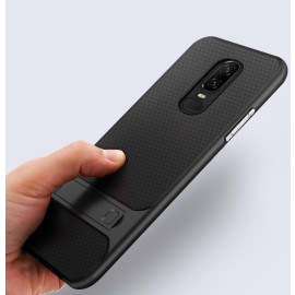 Vaku ® OnePlus 6 Royle Case Ultra-thin Dual Metal + inbuilt Stand Soft / Silicon Case