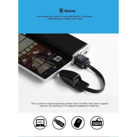 Baseus ® Ultra-Portable Micro USB OTG Cable with inbuilt TF Card Reader Android/Windows Charging / Data Cable