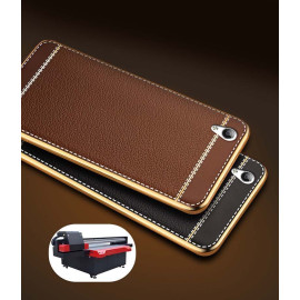 Vaku ® Oppo F1 Plus Leather Stitched Gold Electroplated Soft TPU Back Cover