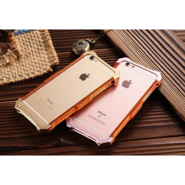 R-JUST ® Apple iPhone 6 / 6S Rosewood Shockproof Aluminium Metal+Wooden Bumper with Leather Veneer Back Cover