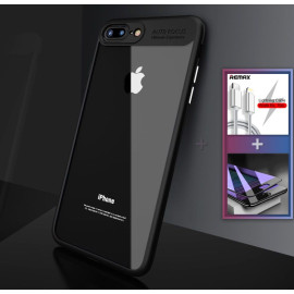 Combo Vaku ® Apple iPhone 7  Kowloon Series Top Quality Soft Silicone 4Ultra-thin Transparent Cover + 2.5D Tempered Glass + Charging Cable