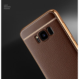 Vaku ® Samsung Galaxy S8 Plus Leather Stitched Gold Electroplated Soft TPU Back Cover