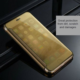 Vaku ® Apple iPhone 6 / 6S Mate Smart Awakening Mirror Folio Metal Electroplated PC Flip Cover