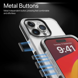 Vaku Luxos ® Apple iPhone 15 / 15 Plus / 15 Pro / 15 Pro Max Vortex Gel Cushion Slim Fit Shockproof Crystal Clear Camera Metal Ring Back Cover