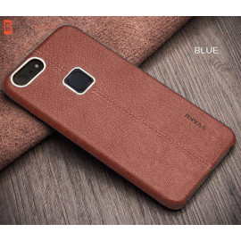 Vaku ® Vivo V7 Plus Lexza Series Double Stitch Leather Shell with Metallic Camera Protection Back Cover