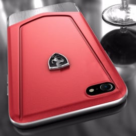 Ferrari ® Apple iPhone SE 2002 Moranello Series Luxurious Leather + Metal Case Limited Edition Back Cover