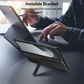 Vaku ® Samsung Galaxy Z Fold 6 Ultra Thin PC Hard Case with Inbuilt S-Pen Holder & Kickstand Hybrid Back Cover