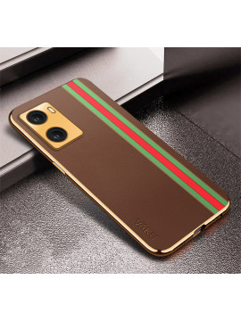 Vaku ® Oppo A57 4G Felix Line Leather Stitched Gold Electroplated Soft TPU Back Cover Case