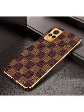 Vaku ® Vivo V21 5G Cheron Leather Electroplated Soft TPU Back Cover