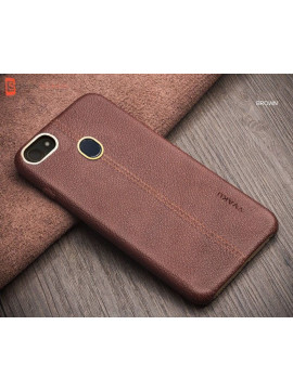 Vaku ® Oppo F5 Youth Lexza Series Double Stitch Leather Shell with Metallic Camera Protection Back Cover
