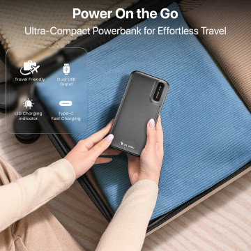 Dr. Vaku ® CYRA 10000mAh Power Bank 12W Dual USB Output, Type-C & Micro-USB Input, Compact & Portable