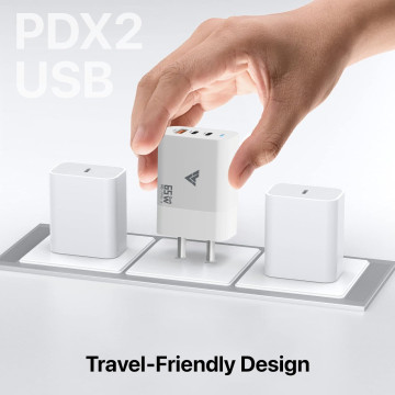 DR VAKU® 65W Charger Type C Fast Adapter with Multi Port Dual PD Charging GaN Technology for MacBook Laptop, iPhone 16/16 Plus/16 Pro/16 Pro Max, 15/14/13/12 Series, Samsung and Android Devices