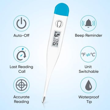 DR VAKU® Digital Thermometer for Adults & Babies Fast Oral & Underarm Temperature Measurement Celsius & Fahrenheit Water-Resistant