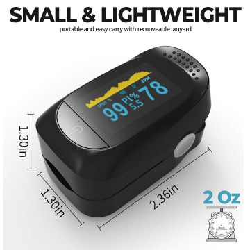 Vaku Luxos ® Pulse Oximeter Fingertip, Multipurpose Digital Monitoring Pulse Meter Rate & SpO2 with LED Digital Display [Battery included] - Black