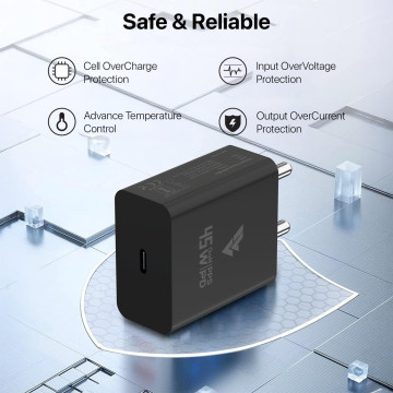 Dr Vaku® ROGUE 45W PD GaN Charger Type C Adapter for iPhone 16/16 Plus/16 Pro/16 Pro Max, 15/14/13/12 Series, Samsung & All Android Devices USB-C Fast Charger