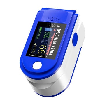 eller santé ® Pulse Oximeter, SPO2 Blood Oxygen Saturation, Pulse Rate (PR) with Four Color TFT Digital Display [Battery Included] -Blue