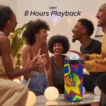 Vaku Luxos ® Groovio 15W Portable Bluetooth Party Speaker Vibrant Multicolor Pattern With LED Disco Light Dome