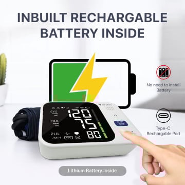 DR VAKU® Rechargeable BP Machine Monitor Digital Fully Automatic Upper Arm Blood Pressure Checking Machine with Talking Function Cuff Kit